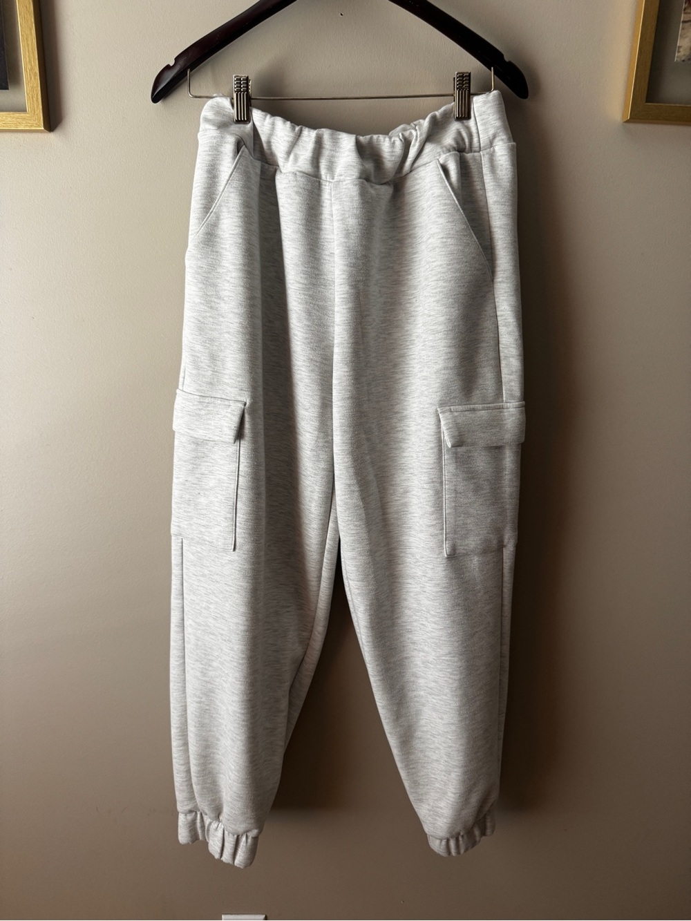 Express Light Grey Scuba Cargo Jogger Pants Size M